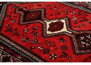 Tappeto Shiraz Geometrico Rosso Mattone Blu Notte 163x235 Cm