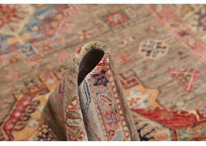 Tappeto Kazak Fine Stilizzato Taupe Rosso Corallo 147x210 Cm