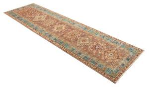 Tappeto Kazak Fine Stilizzato Marrone Azzurro Corsia 82x298 Cm
