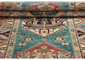 Tappeto Kazak Fine Stilizzato Azzurro Turchese Beige Corsia 79x296 Cm