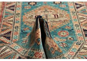 Tappeto Kazak Fine Stilizzato Azzurro Turchese Beige Corsia 79x296 Cm