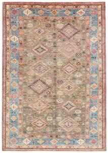 Tappeto Kazak Fine Geometrico Beige Blu 168x237 Cm