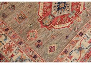 Tappeto Kazak Fine Stilizzato Taupe Rosso Corallo 147x210 Cm