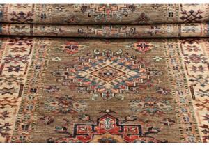 Tappeto Kazak Fine Stilizzato Marrone Beige Corsia 82x235 Cm