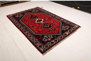 Tappeto Shiraz Geometrico Rosso Mattone Blu Notte 163x235 Cm