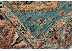 Tappeto Kazak Fine Stilizzato Azzurro Turchese Beige Corsia 79x296 Cm