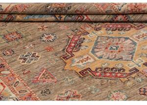 Tappeto Kazak Fine Stilizzato Taupe Rosso Corallo 147x210 Cm