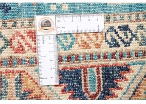Tappeto Kazak Fine Stilizzato Azzurro Turchese Beige Corsia 79x296 Cm