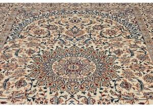 Tappeto Nain Kashmar Medaglione Floreale Avorio Blu 196x302 Cm