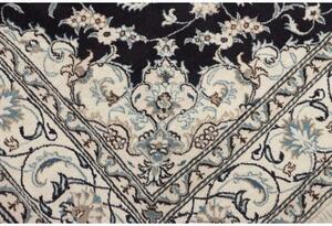 Tappeto Nain Kashmar Medaglione Floreale Blu Notte Avorio 196x302 Cm