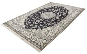 Tappeto Nain Kashmar Medaglione Floreale Blu Notte Avorio 196x302 Cm