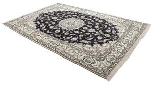 Tappeto Nain Kashmar Medaglione Floreale Blu Notte Avorio 196x302 Cm