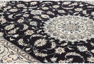 Tappeto Nain Kashmar Medaglione Floreale Blu Notte Avorio 196x302 Cm