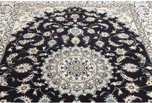 Tappeto Nain Kashmar Medaglione Floreale Blu Notte Avorio 196x302 Cm