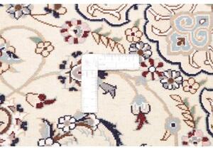Tappeto Nain 9la Medaglione Floreale Avorio Blu Rotondo 105x105 Cm