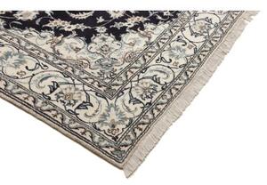 Tappeto Nain Kashmar Medaglione Floreale Blu Notte Avorio 196x302 Cm