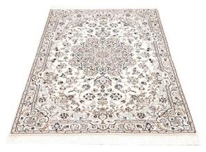Tappeto Nain 9la Medaglione Floreale Avorio Azzurro 104x153 Cm