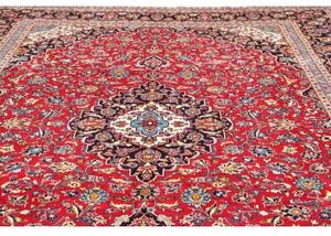 Tappeto Ardakan Medaglione Floreale Rosso Blu Scuro 303x405 Cm