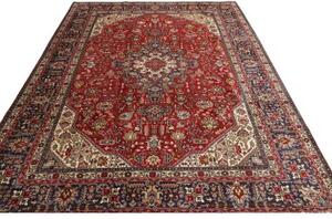 Tappeto Tabriz Stilizzato Rosso Blu Scuro 203x295 Cm