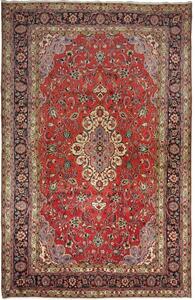 Tappeto Hamadan Fine Medaglione Floreale Rosso Blu Scuro 210x324 Cm