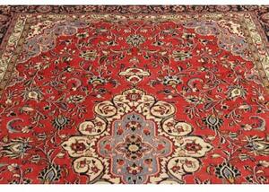 Tappeto Hamadan Fine Medaglione Floreale Rosso Blu Scuro 210x324 Cm