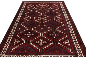 Tappeto Lori Geometrico Rosso Scuro Nero 170x262 Cm