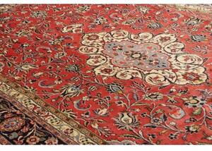 Tappeto Hamadan Fine Medaglione Floreale Rosso Blu Scuro 210x324 Cm