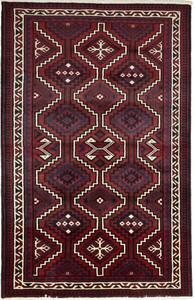 Tappeto Lori Geometrico Rosso Scuro Nero 170x262 Cm