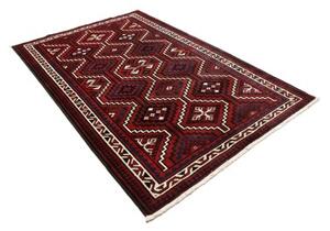 Tappeto Lori Geometrico Rosso Scuro Nero 170x262 Cm
