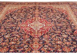 Tappeto Kashan Medaglione Floreale Blu Scuro Rosso 300x428 Cm