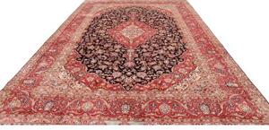 Tappeto Ardakan Medaglione Floreale Rosso Blu Scuro 295x422 Cm