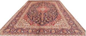 Tappeto Kashan Medaglione Floreale Blu Scuro Rosso 300x428 Cm