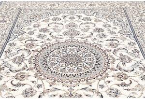 Tappeto Nain 9la Medaglione Floreale Avorio Blu 194x297 Cm