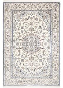 Tappeto Nain 9la Medaglione Floreale Avorio Blu 194x297 Cm
