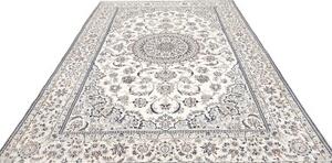 Tappeto Nain 9la Medaglione Floreale Avorio Blu 204x304 Cm