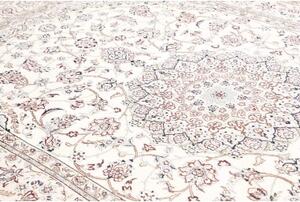 Tappeto Nain 9la Medaglione Floreale Avorio Blu Scuro 210x332 Cm