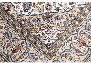 Tappeto Kashan Medaglione Floreale Avorio Blu 197x304 Cm