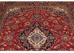 Tappeto Ardakan Medaglione Floreale Rosso Blu Scuro 196x313 Cm