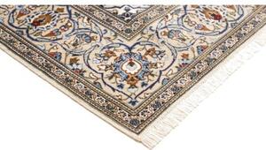 Tappeto Kashan Medaglione Floreale Avorio Blu 197x304 Cm