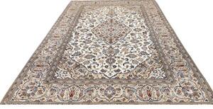 Tappeto Kashan Medaglione Floreale Avorio Blu 197x304 Cm