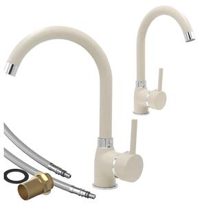 Granitan | BETA - Rubinetto da cucina - Orientabile a 360° - Beige - Ottone - Carica in Vetroceramica