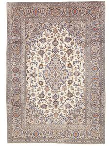 Tappeto Kashan Medaglione Floreale Beige Blu 204x298 Cm