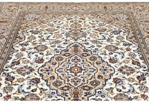 Tappeto Kashan Medaglione Floreale Avorio Blu 197x304 Cm