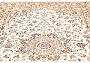 Tappeto Kashan Medaglione Floreale Avorio Blu 197x300 Cm