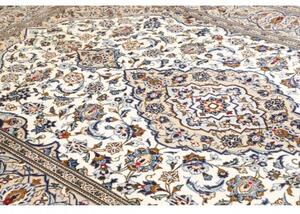 Tappeto Kashan Medaglione Floreale Avorio Blu 197x304 Cm