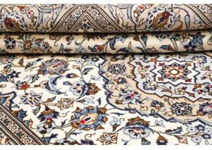 Tappeto Kashan Medaglione Floreale Avorio Blu 197x304 Cm