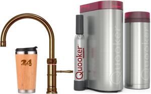 QUOOKER CLASSIC FUSION ROUND bocca fissa in ottone patinato PRO3 con CUBE2(3CFRPTNCUBE) Rubinetto per acqua bollente a 100° con sistema di acqua potabile Incl. tazza termica