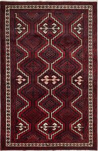 Tappeto Lori Geometrico Rosso Scuro Nero 170x262 Cm