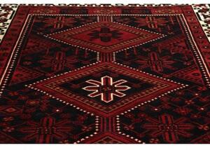 Tappeto Lori Stilizzato Rosso Nero 222x303 Cm