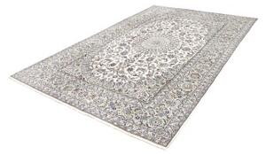Tappeto Kashan Medaglione Floreale Avorio Blu Avio 196x297 Cm
